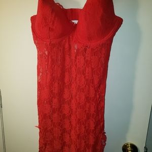 Ladies sheer red nightie.